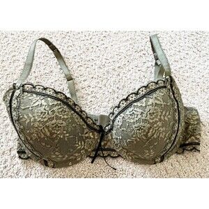 Heidi Klum Intimates Margaux Balconette Contour Bra Green Sz 36D Lace H23-1076